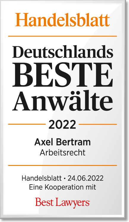 Siegel Deutschlands Beste Anwälte 2022 Arbeitsrecht - Axel Bertram